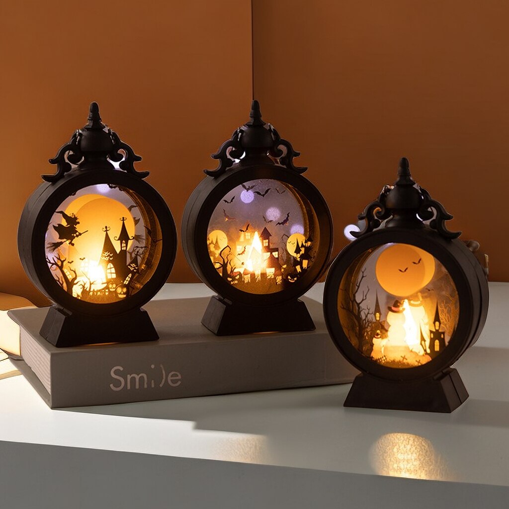 Vintage LED Halloween Candle Lantern Light