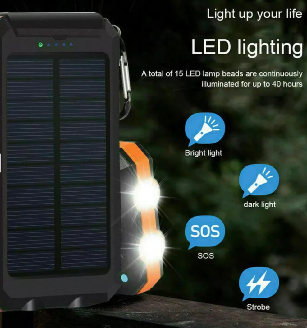 Solar Power Bank - Portable and Waterproof