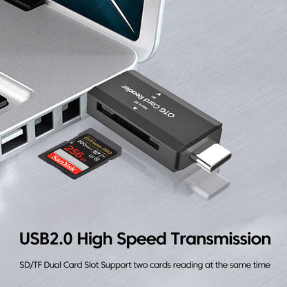 2 in 1 USB Type-C SD and TF Card Reader Adapter