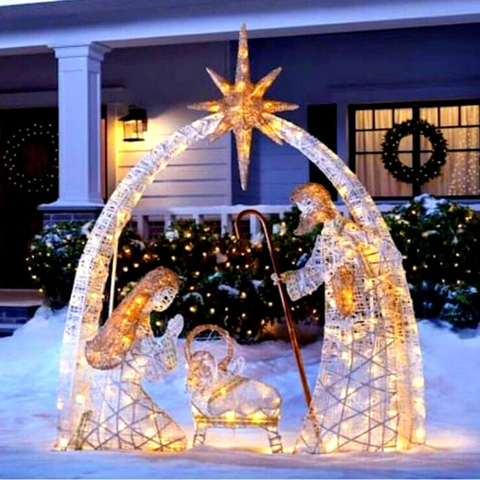 Warm White Led Holy Family Yard Decoration