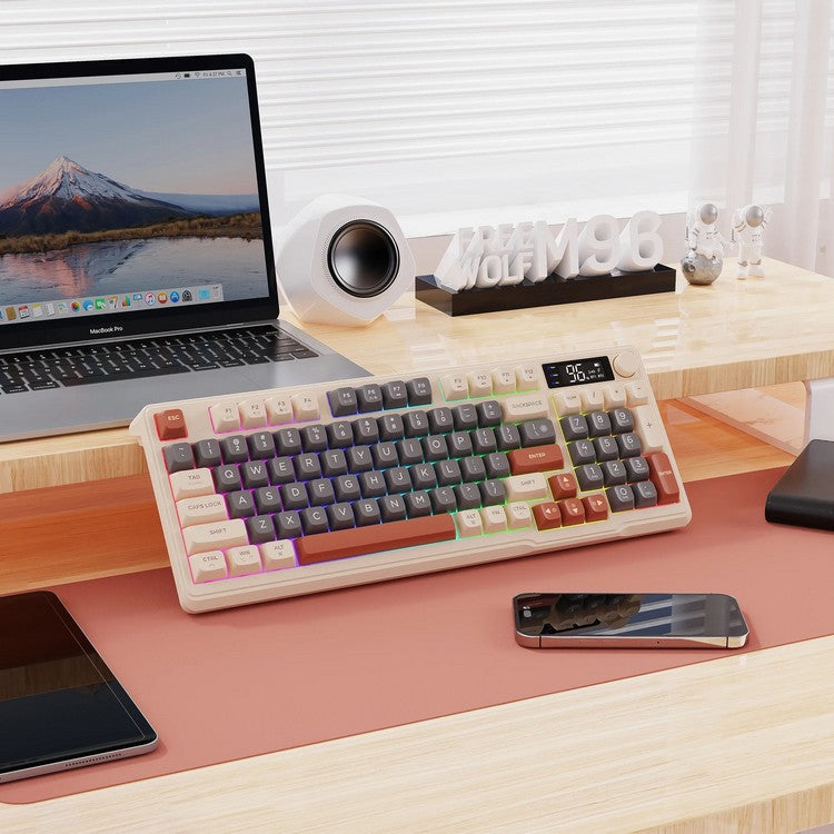 Silent Mechanical Keyboard - Cool Gaming Wireless Design with Display