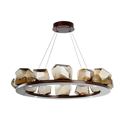 Bursting Bubbles 6 Irregular Cognac Stones Modern Glass Chandelier Lighting