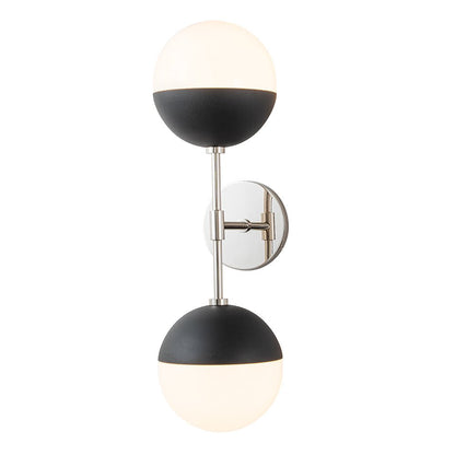 Retro Mid-century 2-Light Opal Glass Globe Linear Wall Sconce