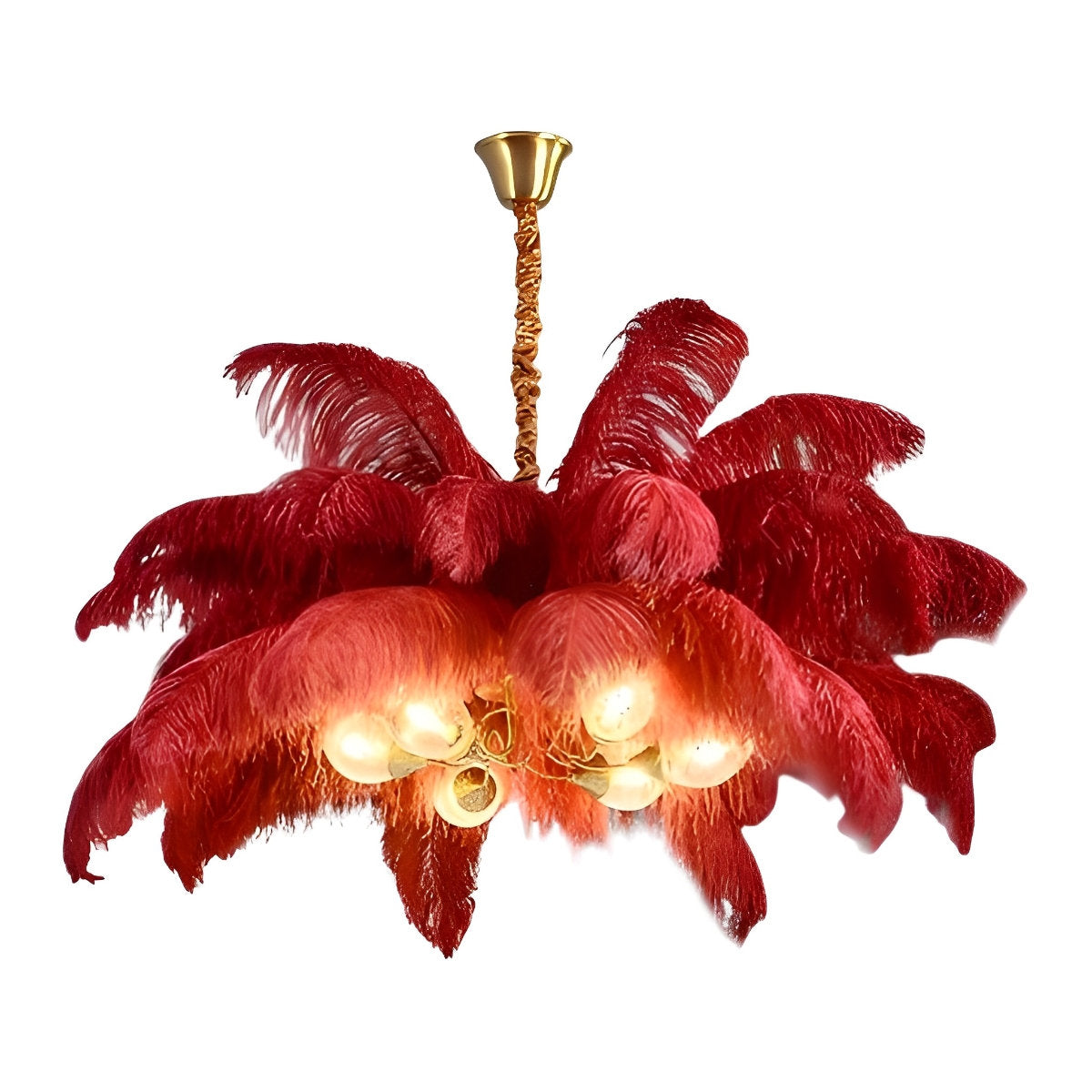 Creative Feathers Copper Chandelier Flush Mount Ceiling Light