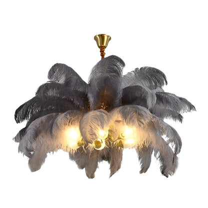 Creative Feathers Copper Chandelier Flush Mount Ceiling Light