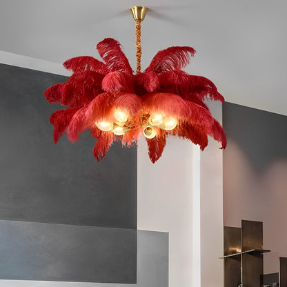 Creative Feathers Copper Chandelier Flush Mount Ceiling Light