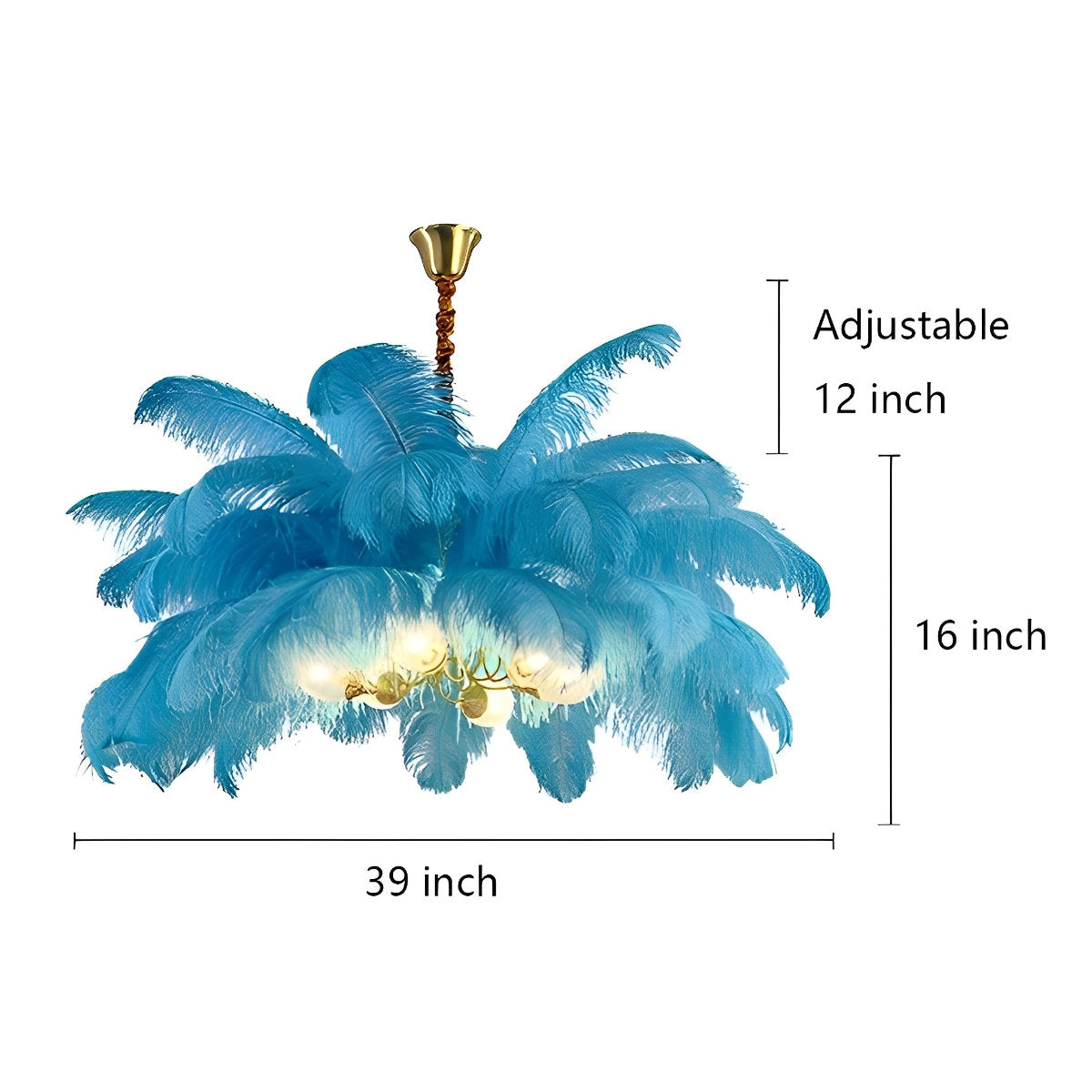 Creative Feathers Copper Chandelier Flush Mount Ceiling Light