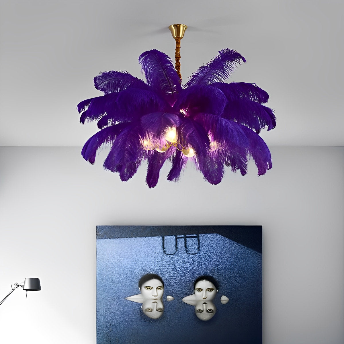 Creative Feathers Copper Chandelier Flush Mount Ceiling Light