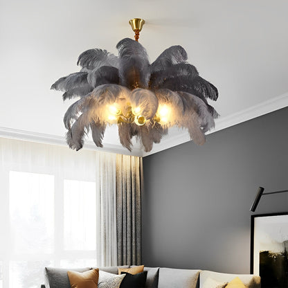 Creative Feathers Copper Chandelier Flush Mount Ceiling Light