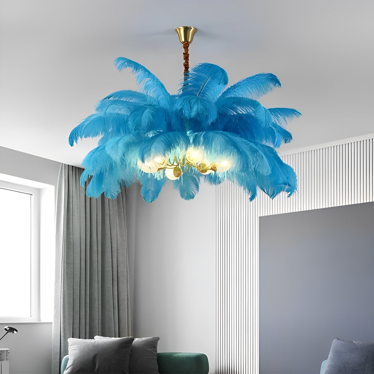 Creative Feathers Copper Chandelier Flush Mount Ceiling Light