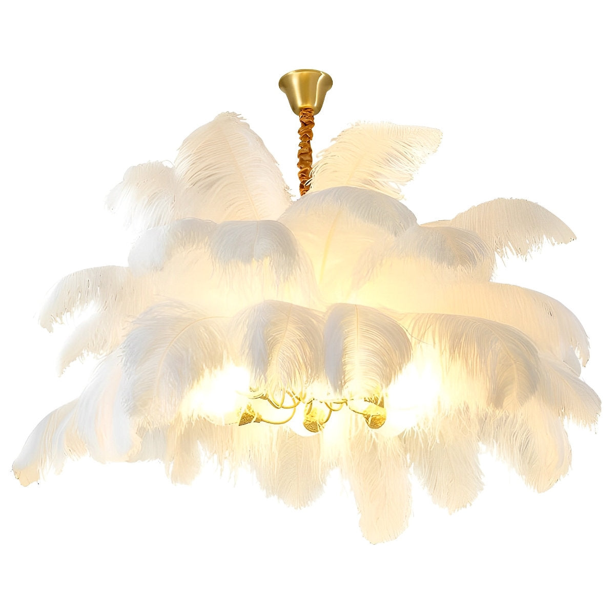 Creative Feathers Copper Chandelier Flush Mount Ceiling Light