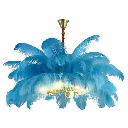 Creative Feathers Copper Chandelier Flush Mount Ceiling Light