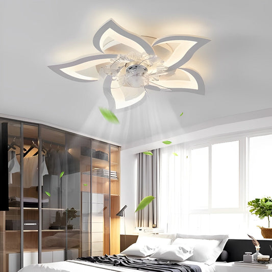 Creative Flower Shaped Three Step Dimming LED Ceiling Fan Lights Chandelier