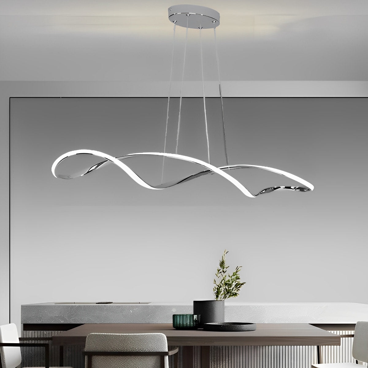 Creative Waves Stepless Dimming LED Electroplating Modern Chandelier