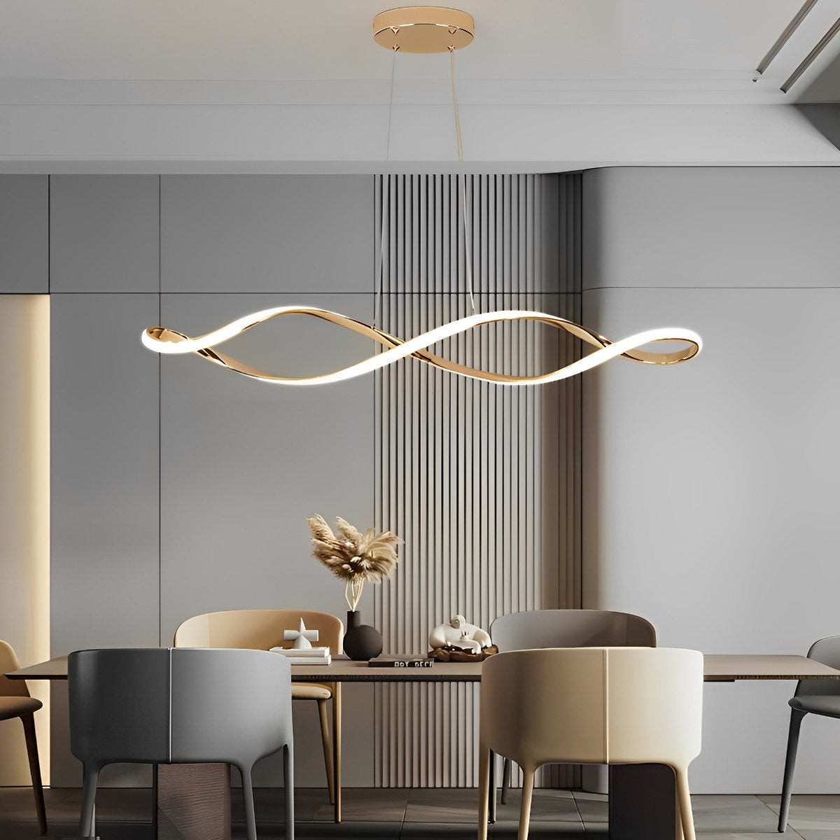 Creative Waves Stepless Dimming LED Electroplating Modern Chandelier