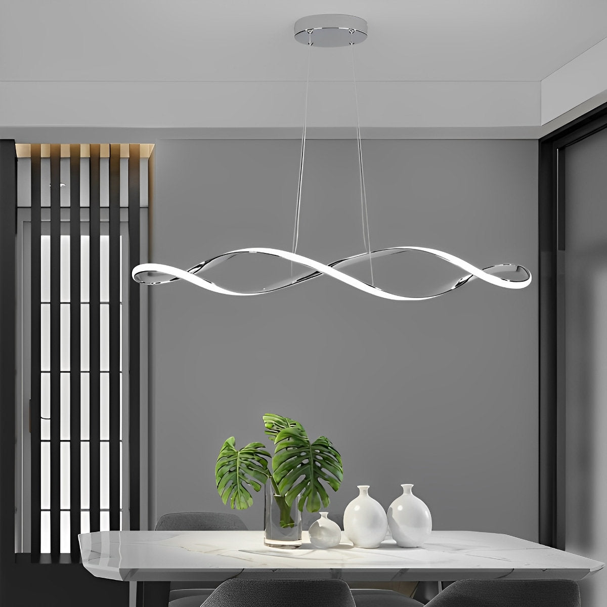 Creative Waves Stepless Dimming LED Electroplating Modern Chandelier