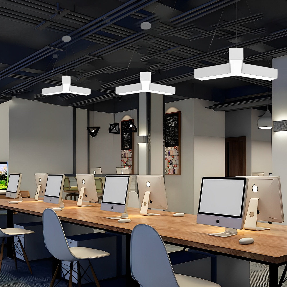 Grandview Modern Geometric Y-Shaped Office Chandelier LED Hanging Ceiling Lighting