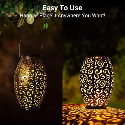 Solar-Powered Bronze Antique LED Solar Lantern Lights