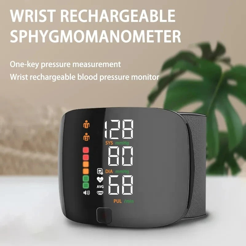 Smart Wrist Blood Pressure Monitor – Electronic Portable Sphygmomanometer with Voice Alerts