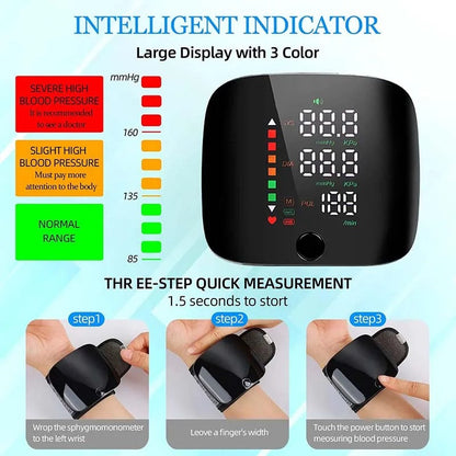 Smart Wrist Blood Pressure Monitor – Electronic Portable Sphygmomanometer with Voice Alerts