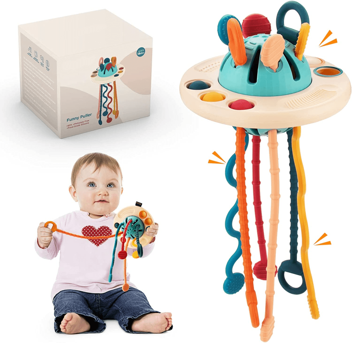Montessori UFO Silicone Pull Toy - Innovative educational toy for children to promote fine motor skills and imagination