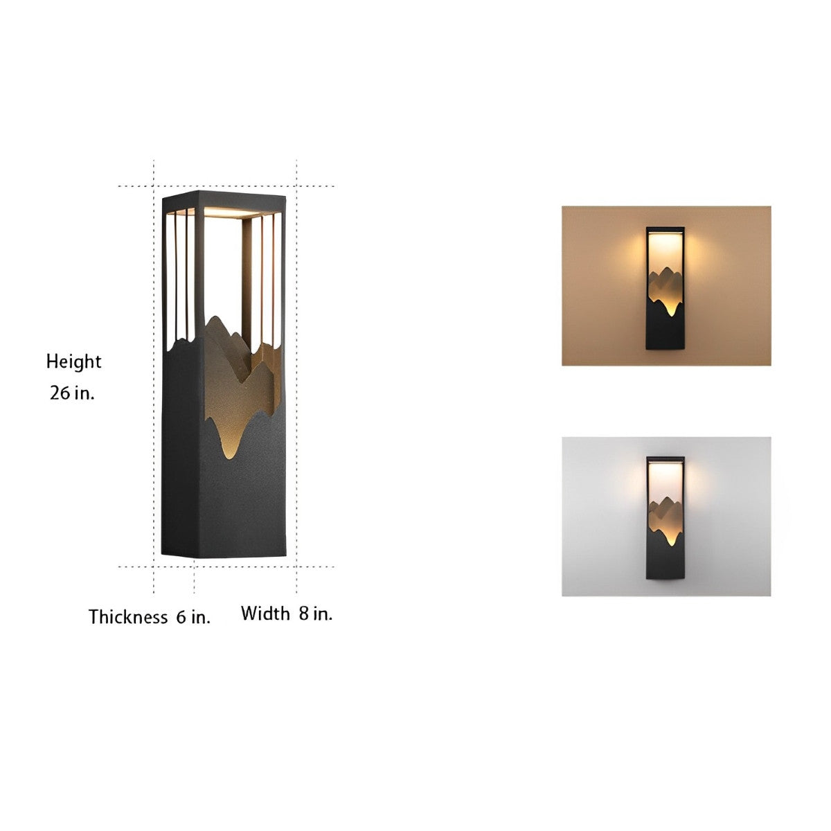 Waterproof Solar Mountain Scenery Led Wall Sconce Garden Wall Light