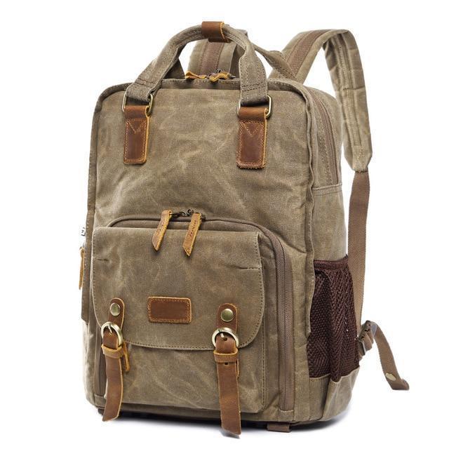 Waterproof Waxed Canvas Camera Backpack