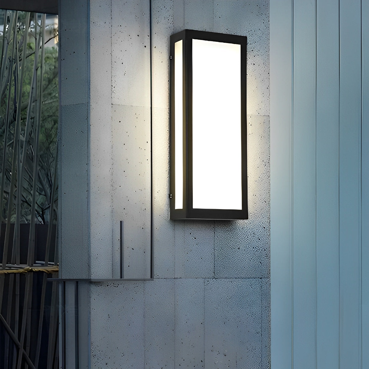 Rectangular LED Waterproof Black Modern Outdoor Exterior Light Wall Sconce