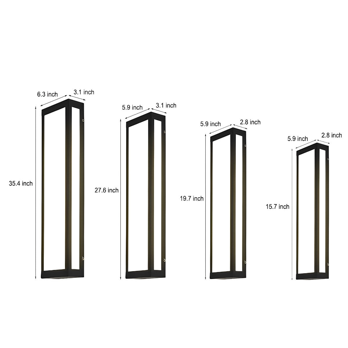 Rectangular LED Waterproof Black Modern Outdoor Exterior Light Wall Sconce