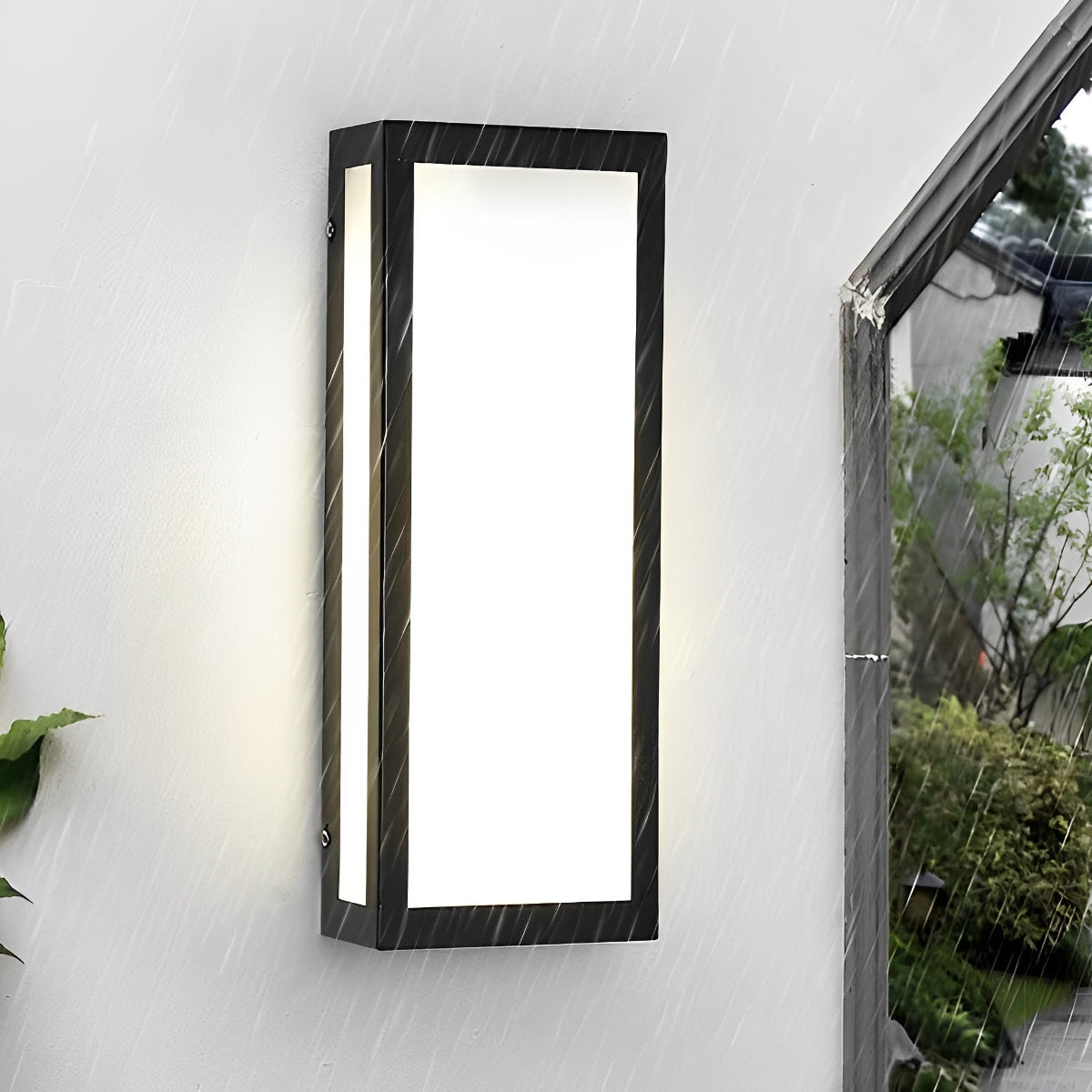 Rectangular LED Waterproof Black Modern Outdoor Exterior Light Wall Sconce