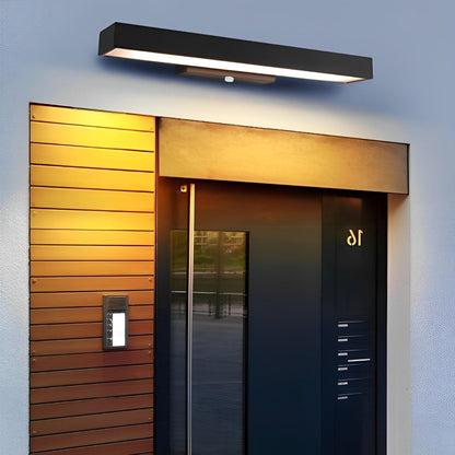 Rectangular Minimalist Waterproof Motion Sensor Black Modern Wall Sconce