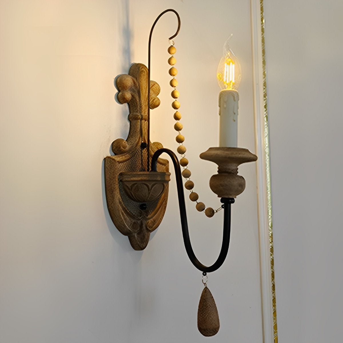 Retro Distressed Candlestick Wall Sconces Light