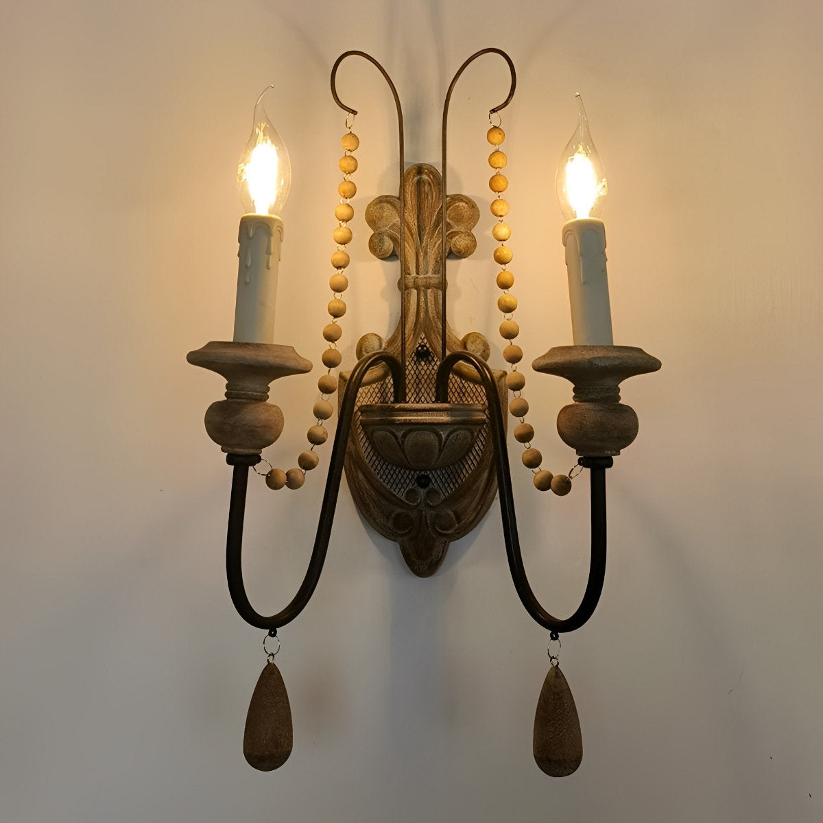 Retro Distressed Candlestick Wall Sconces Light