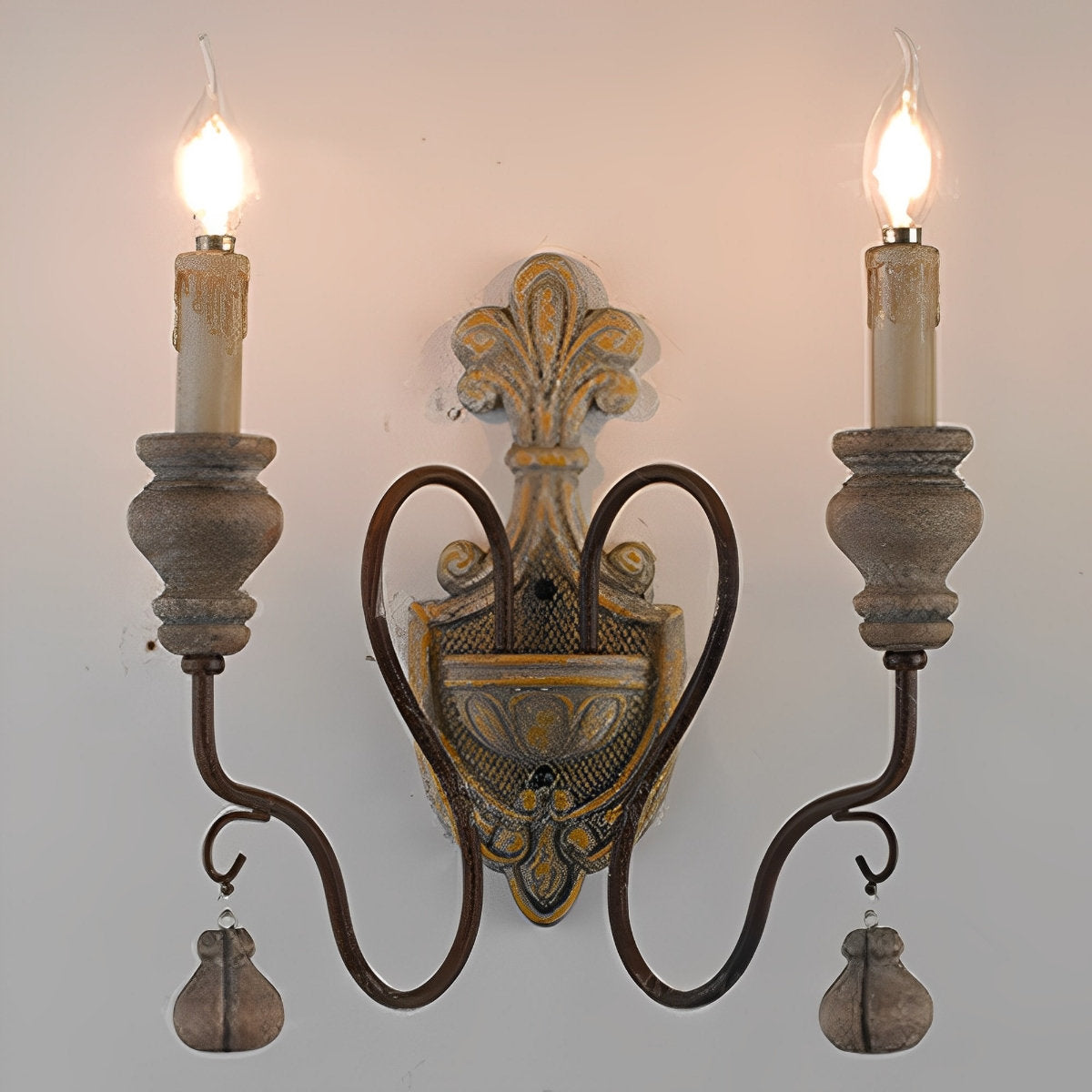 Retro Distressed Candlestick Wall Sconces Light