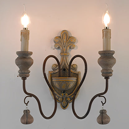 Retro Distressed Candlestick Wall Sconces Light