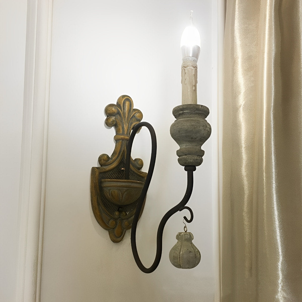 Retro Distressed Candlestick Wall Sconces Light