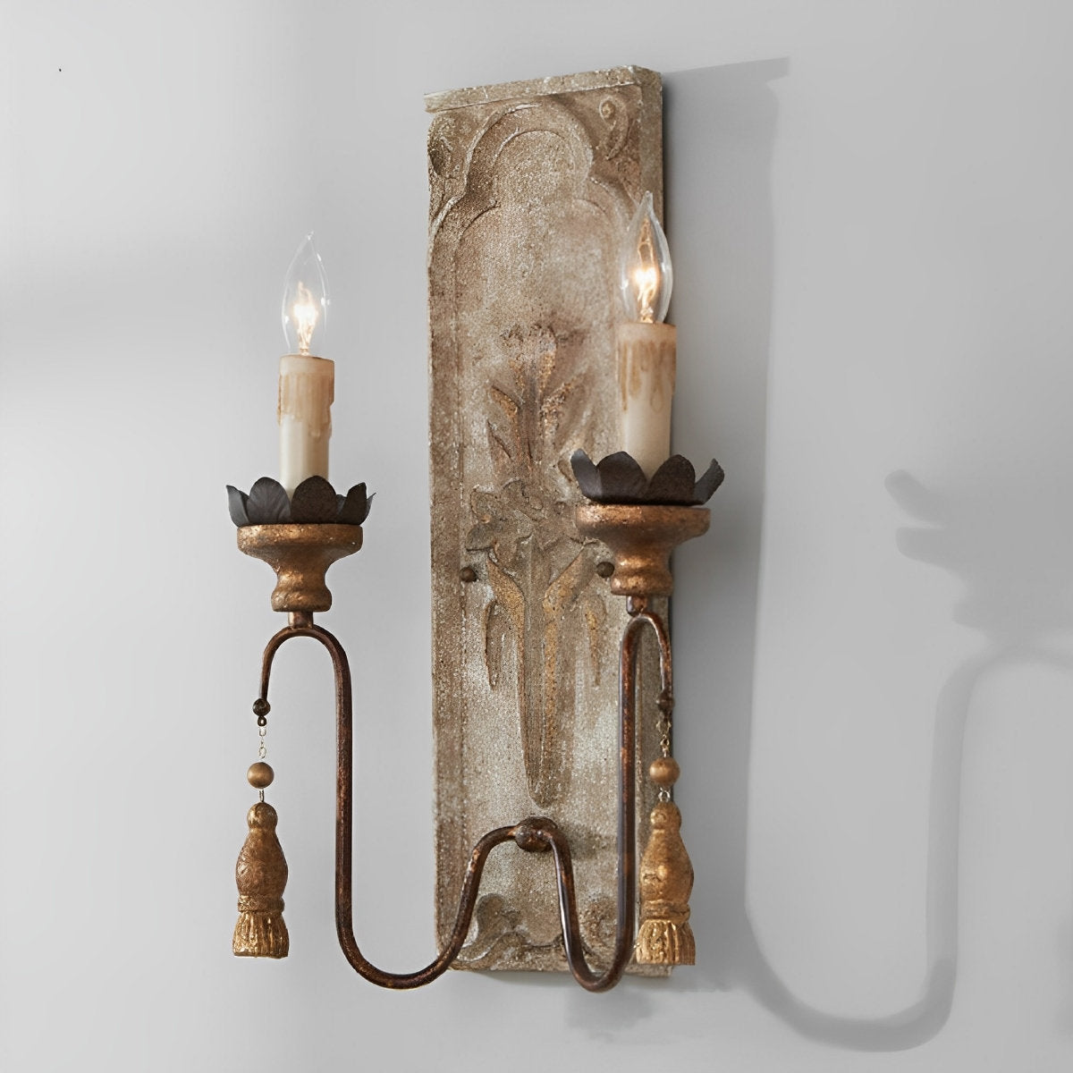 Retro Distressed Candlestick Wall Sconces Light