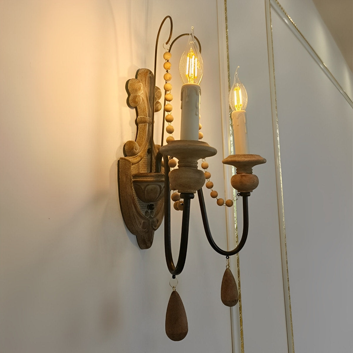 Retro Distressed Candlestick Wall Sconces Light