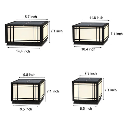 Retro Grilles Waterproof LED 3-Step Dimming Solar Fence Post Lights with Remote