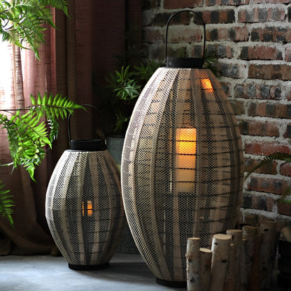 Retro Oval Cage LED Candle Floor Lamp Lantern