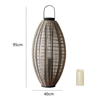 Retro Oval Cage LED Candle Floor Lamp Lantern