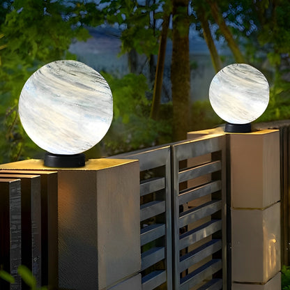 Round Glass Planets Design Waterproof Modern Outdoor Fence Post Lights Column Lighting