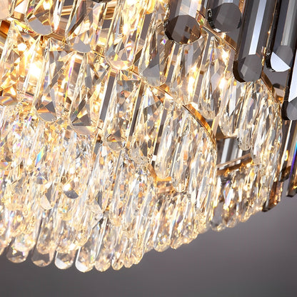 Round Oval Multi-layer Crystal Electroplating Metal Modern Chandelier