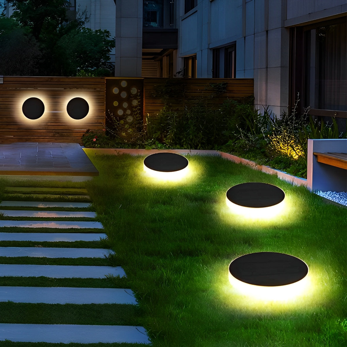 Round Square LED Waterproof Outdoor Solar Decking  Lawn Lights Wall Lights