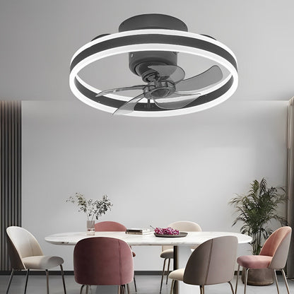 Round Stepless Dimming LED 360 Rotating Modern Ceiling Fan Light