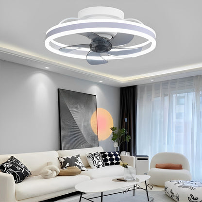 Round Stepless Dimming LED 360 Rotating Modern Ceiling Fan Light