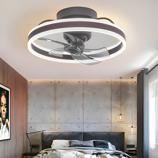 Round Stepless Dimming LED 360 Rotating Modern Ceiling Fan Light