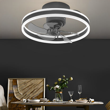 Round Stepless Dimming LED 360 Rotating Modern Ceiling Fan Light