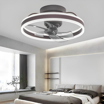 Round Stepless Dimming LED 360 Rotating Modern Ceiling Fan Light