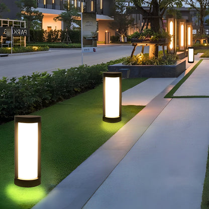 Round Waterproof LED Solar Black Modern Outdoor Pathway Lights